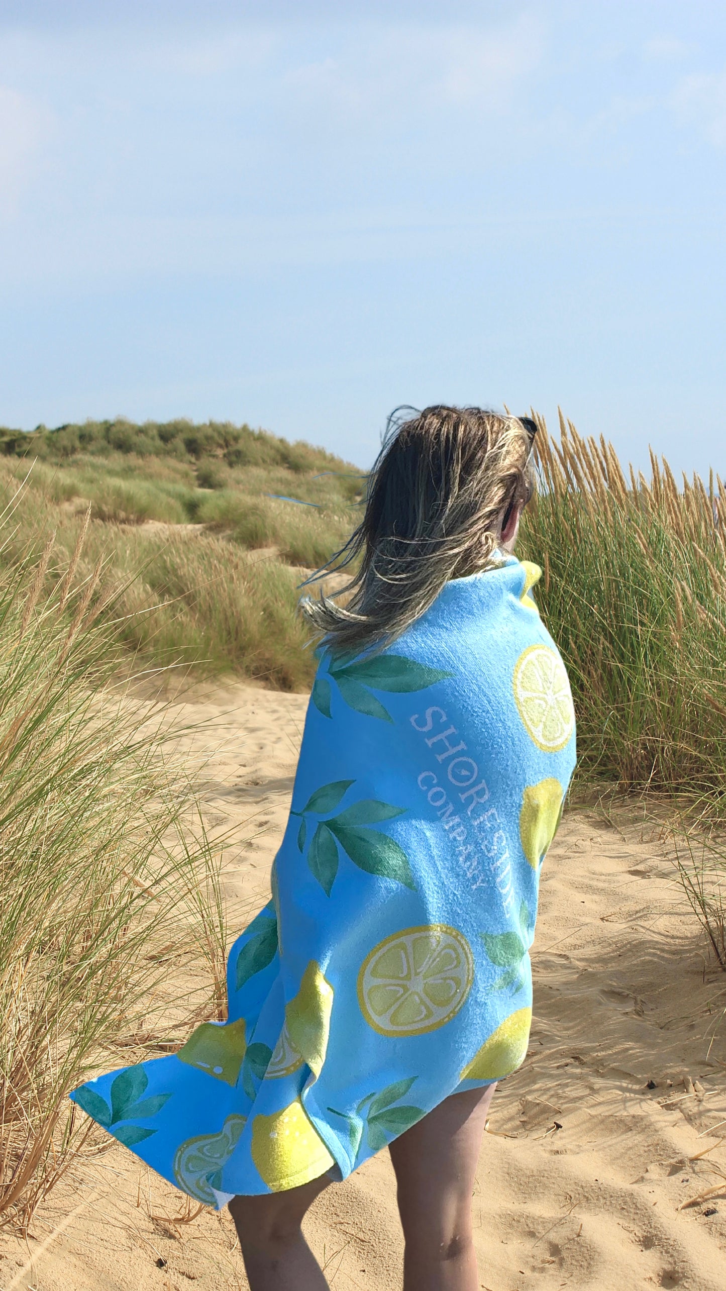 Quick Dry Cotton Mix Beach Towel - The Lemon - Sea Blue