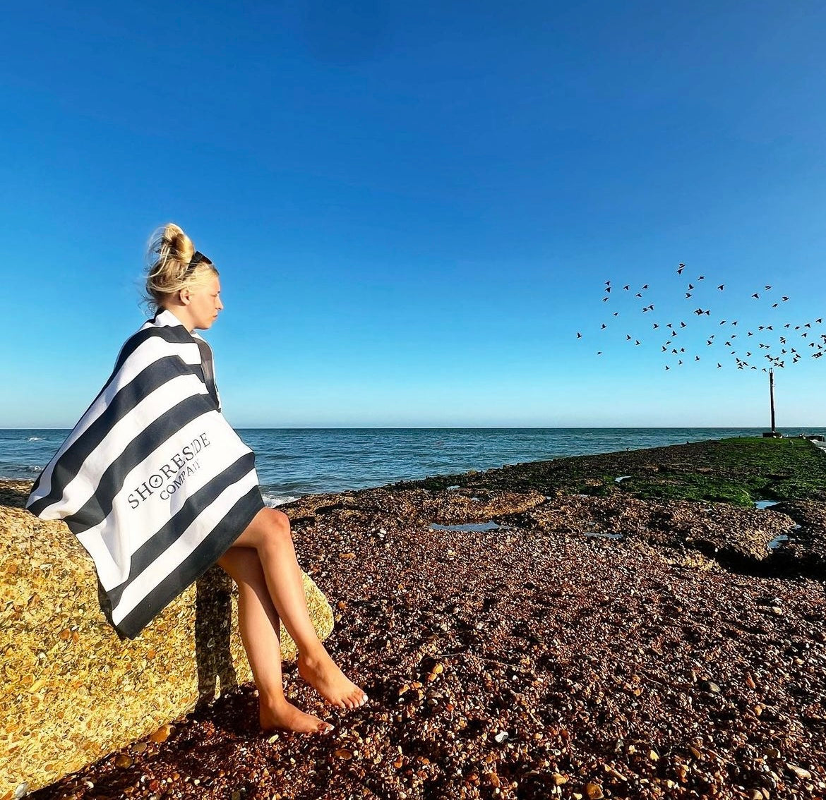 Quick Dry Cotton Mix Beach In Black