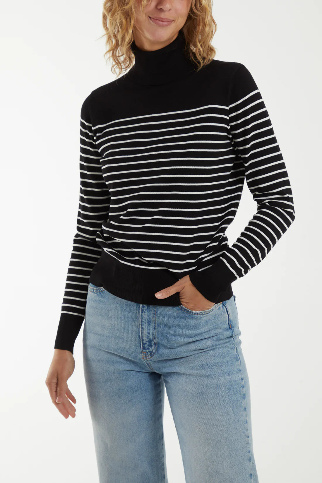 Sailor Striped Roll Neck Jumper