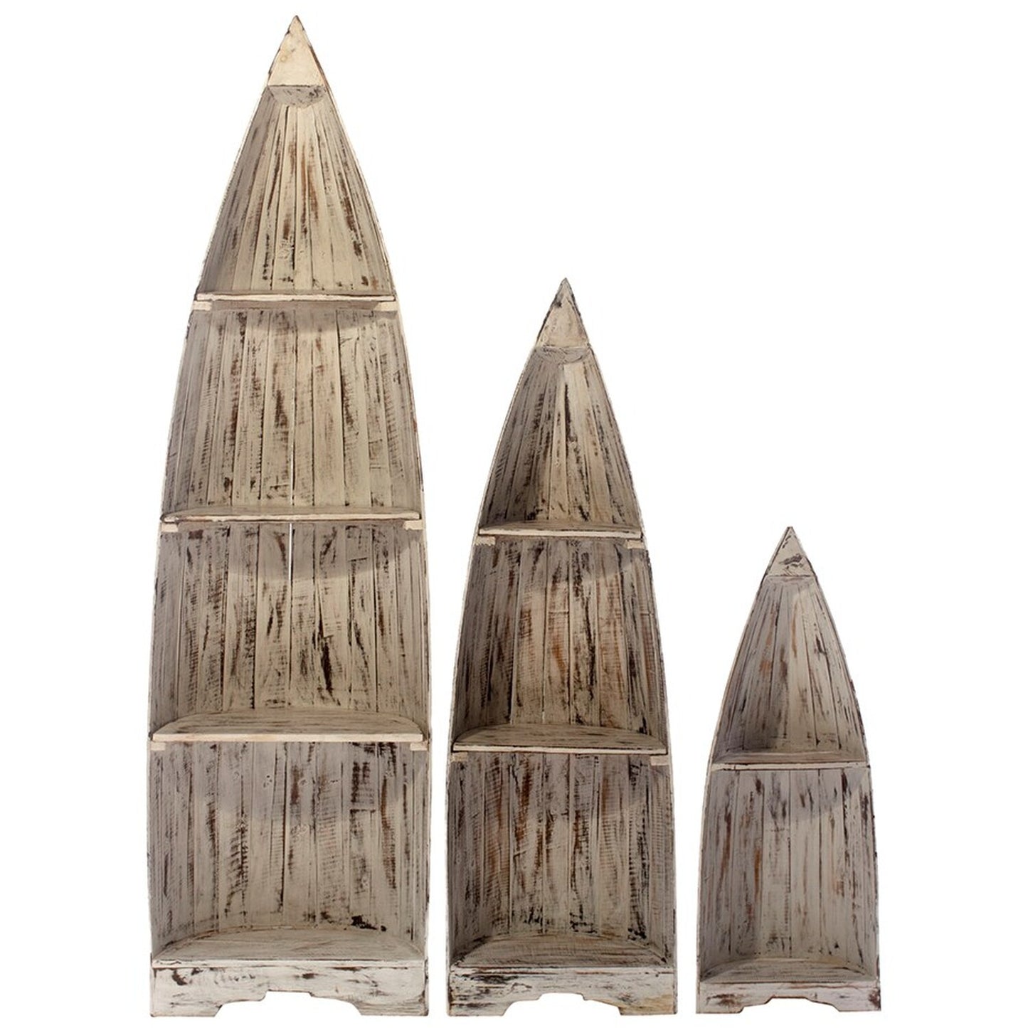 Set Of Three Rustic Boat Shelves