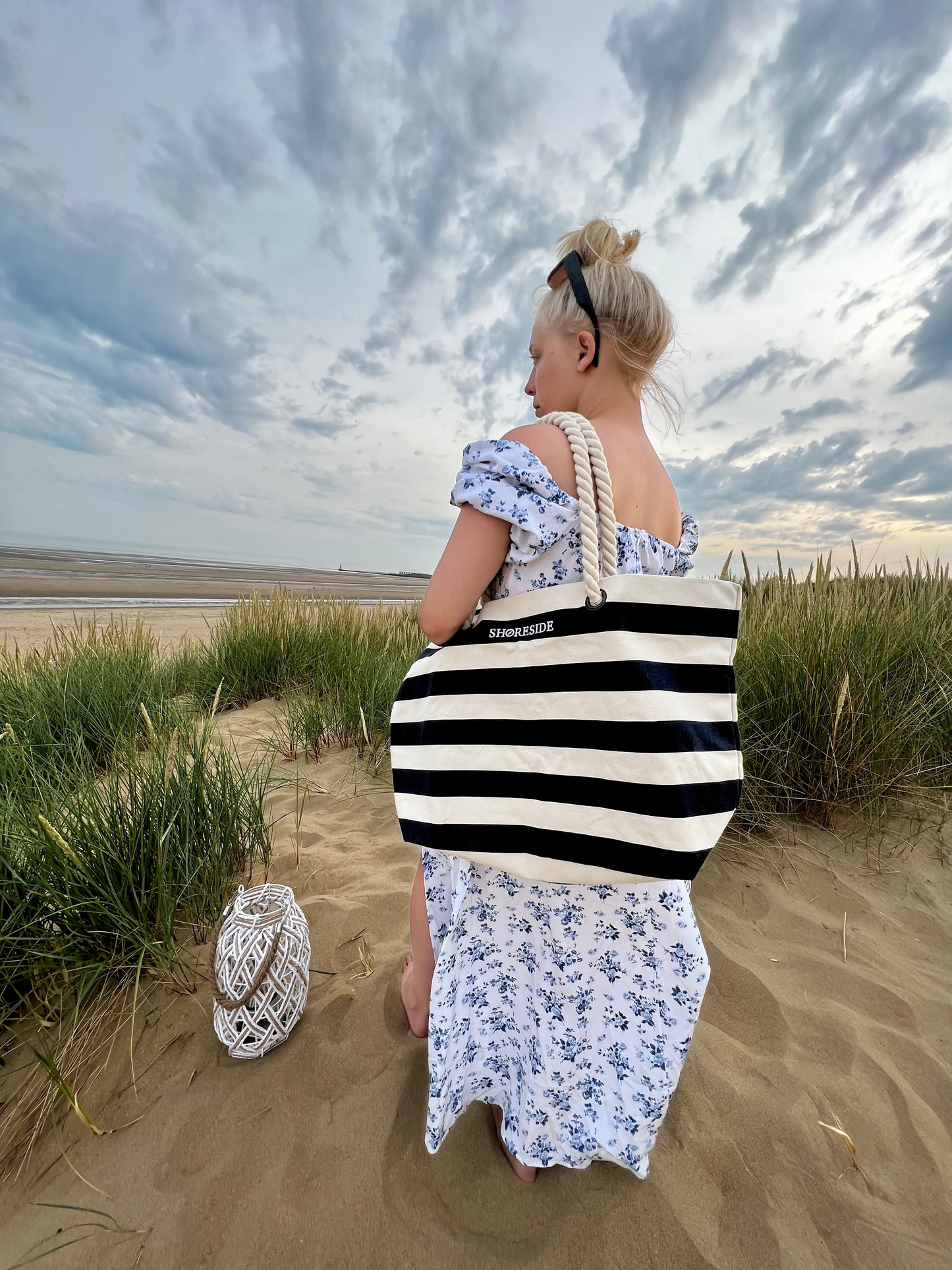 Cotton Beach Bag In Navy