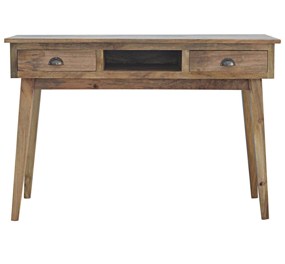 Hand Crafted Mango Wood Writing Desk With 2 Drawers