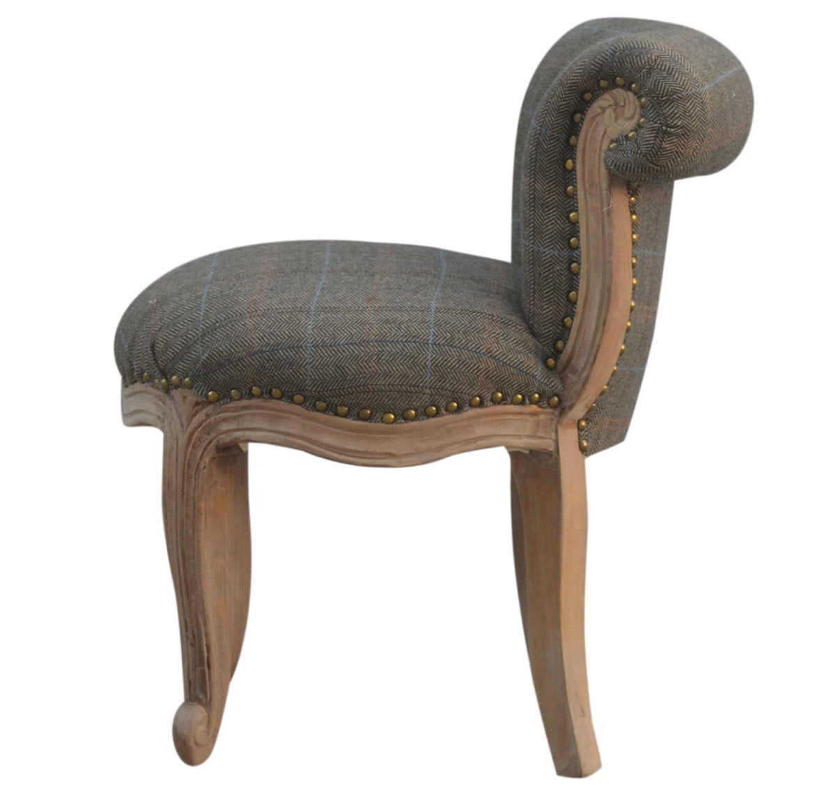 Hand Crafted Mango Wood Multi Tweed Chair