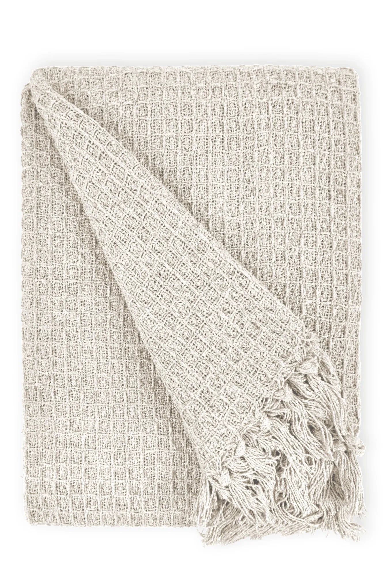Recycled Waffle Cotton Throw in Ivory
